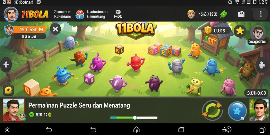 Tampilan gameplay 11BOLA dengan berbagai level Puzzle menarik.