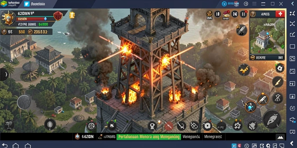 Tampilan seru dalam permainan Tower Defense 62IDN yang mendebarkan.