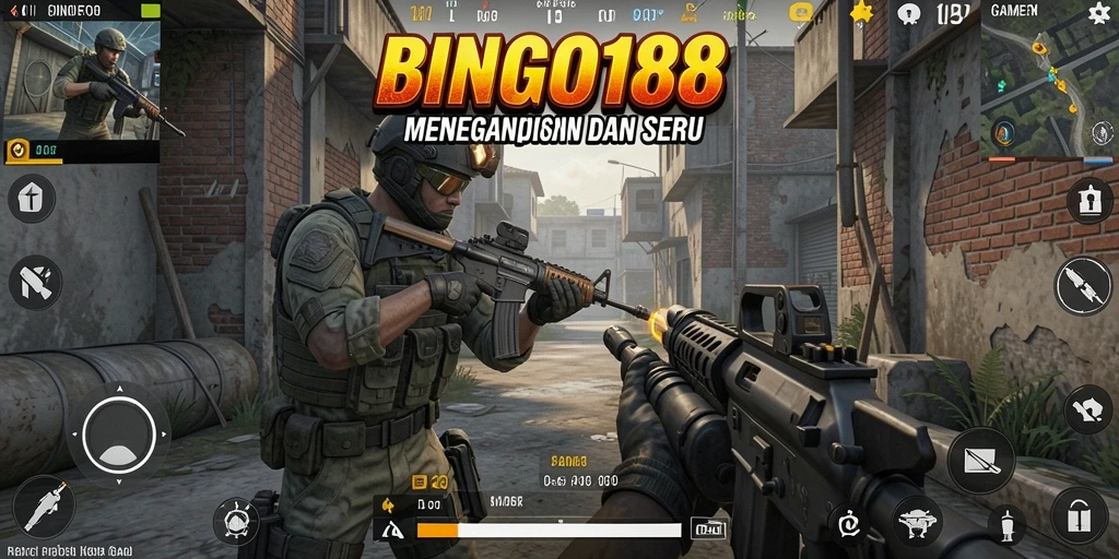 Tangkapan layar gameplay BINGO188 dengan aksi menembak yang intens.