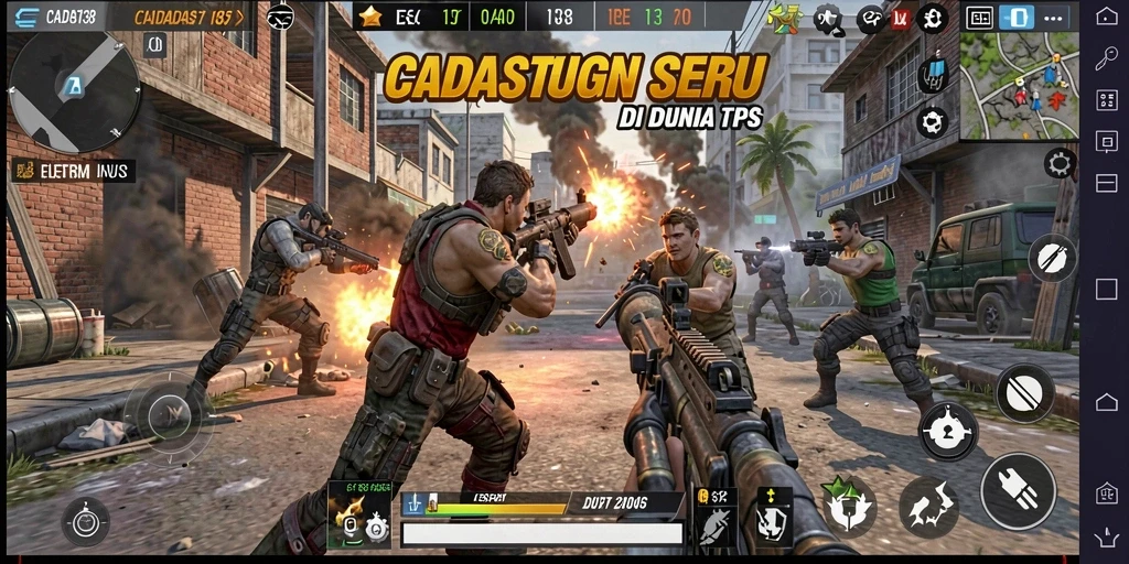 Screenshot utama CADAS138 menampilkan aksi intens dalam gameplay TPS.