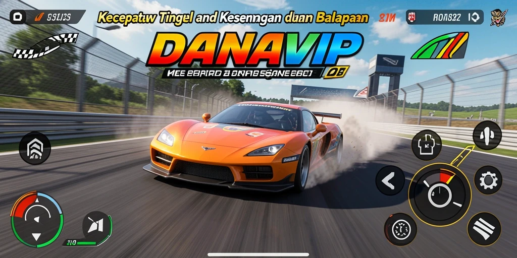 Tampilan menarik dari gameplay balapan DANAVIP yang mendebarkan.