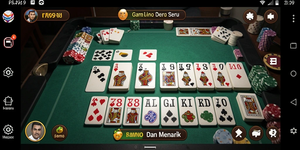 Tampilan gameplay domino yang menarik dan penuh warna.