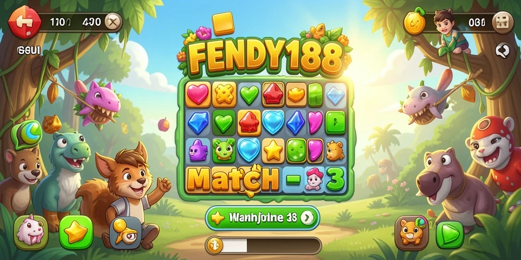 Tampilan gameplay seru dari FENDY188 saat menyelesaikan level Match-3.