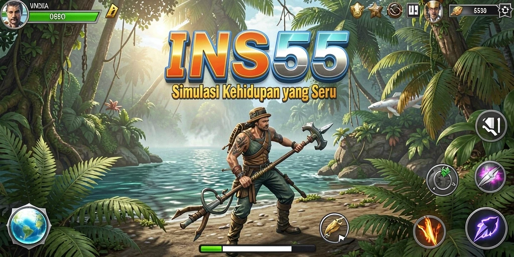 Tampilan gameplay menarik dari INS55 yang menunjukkan simulasi kehidupan.