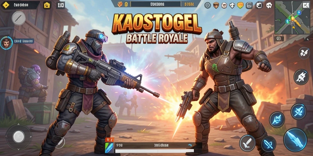 Tampilan gameplay seru di KAOSTOGEL selama pertarungan Battle Royale.