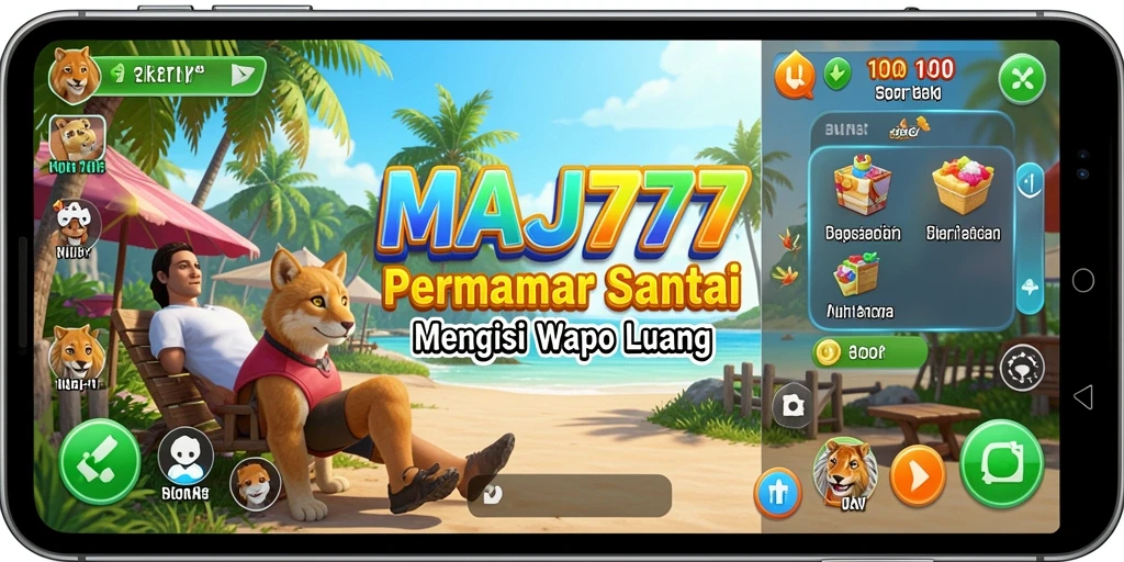 Tampilan gameplay menarik MAJ777 yang penuh warna dan ceria.