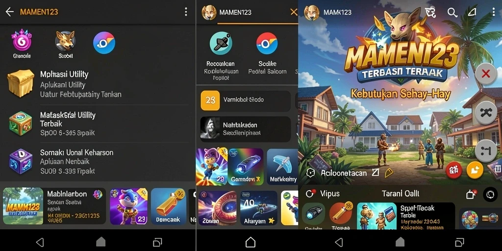 Screenshot MAMEN123 menampilkan antarmuka aplikasi Utility yang intuitif dan menarik.