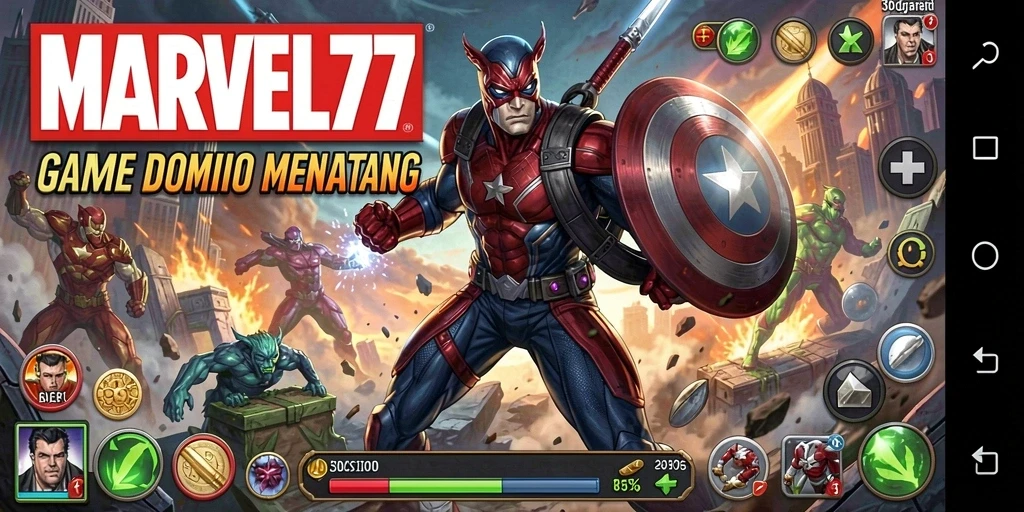 Tampilan gameplay seru dalam MARVEL77 yang menghadirkan Domino.