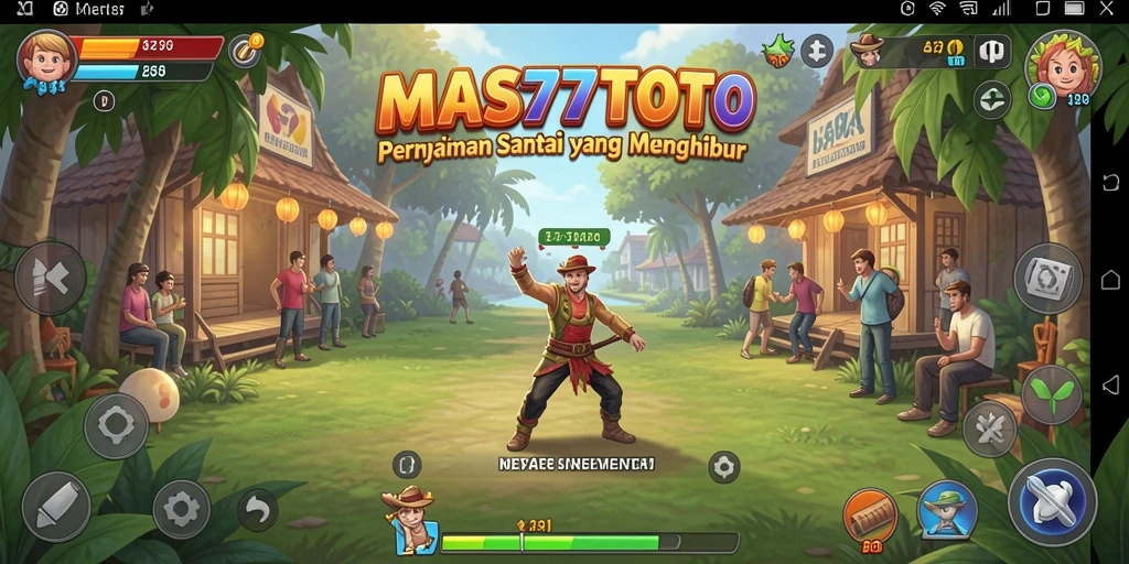 Screenshot menunjukkan gameplay santai dengan grafis cerah.