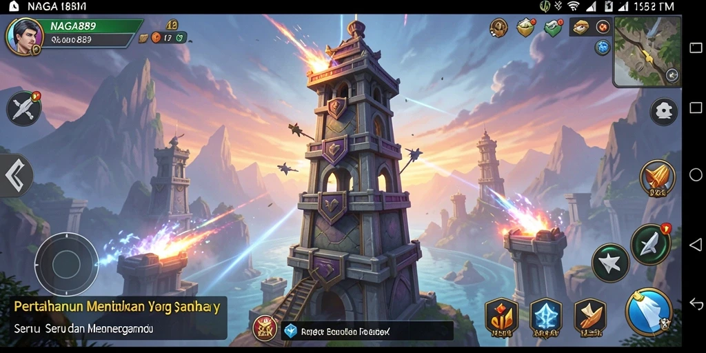 Gameplay NAGA889 saat mempertahankan menara dari serangan musuh.