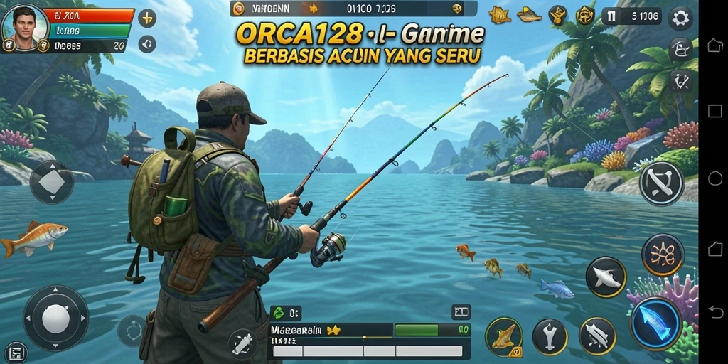 Tampilan grafis memukau dari gameplay memancing di ORCA128.