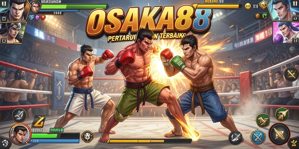 Screenshot gameplay menyerupai pertarungan sengit di OSAKA88.