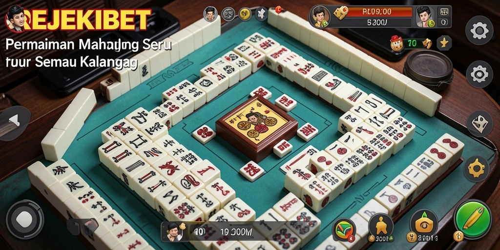 Tampilan gameplay REJEKIBET dengan ubin Mahjong yang berwarna-warni.