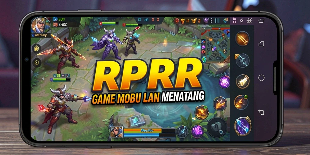 Tampilan gameplay RPRR dengan karakter dan arena pertempuran MOBA yang menakjubkan.