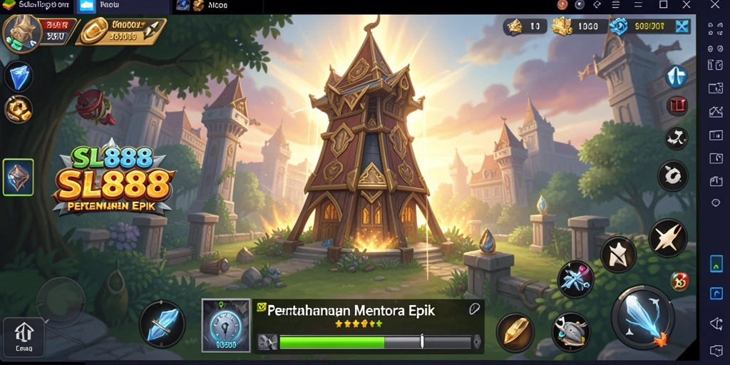 Tampilan gameplay SL888 yang mendebarkan dalam genre Tower Defense.
