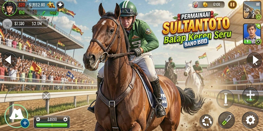Gameplay SULTANTOTO menampilkan aksi balap yang intens dan mendebarkan.