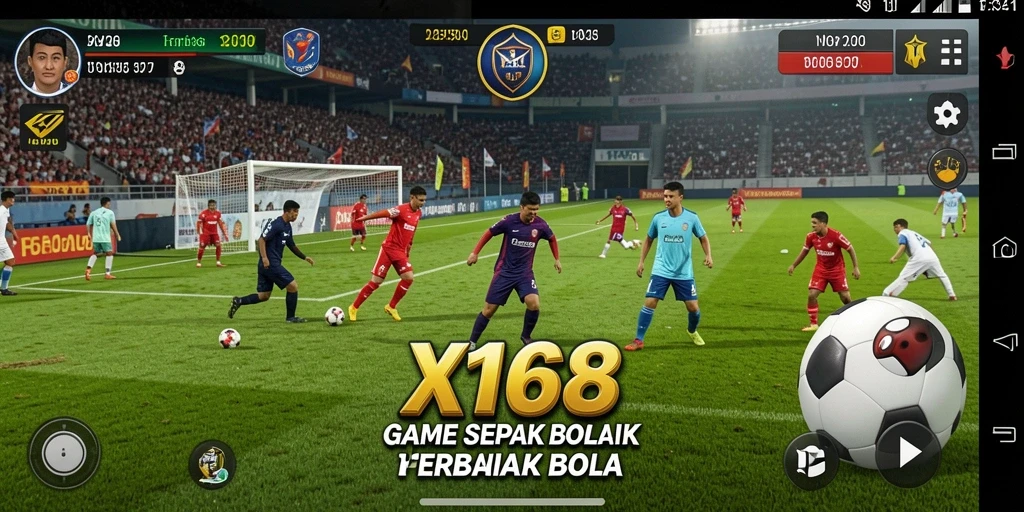 Tampilan gameplay X168 yang mendebarkan dengan aksi sepak bola nyata.