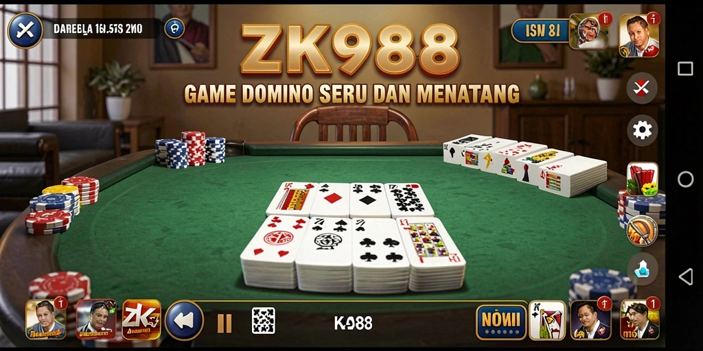 Screenshot ZK988 menunjukkan gameplay seru permainan Domino.